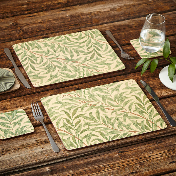 Lot De 4 Sets De Table Lavables En Coton Naturel Rigide – Bleu Floral, JEMIDI