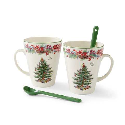 Spode Christmas Tree Annual Mug & Spoon - 4pc Set - 2023