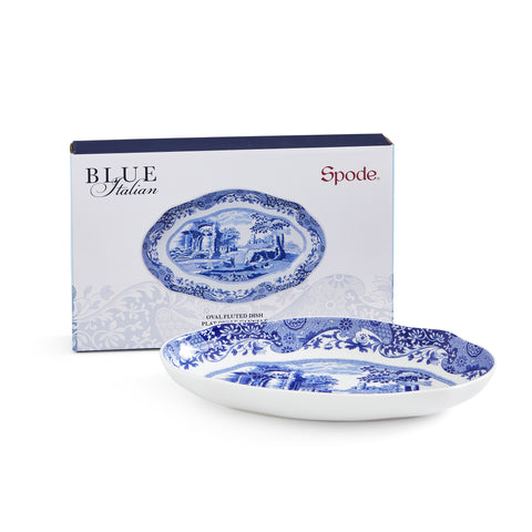 NEW - Spode - Blue Italian - Fluted Oval Dish