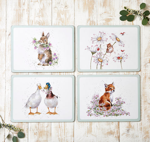 NEW - Wrendale - Extra Large Placemats - Box Set of 4 - Wildflowers  - ORDER NOW FOR AUGUST DELIVERY