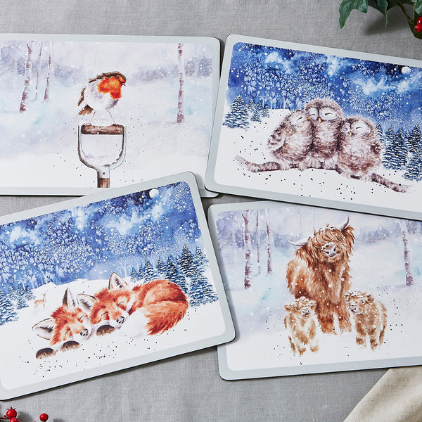 Pimpernel Vánoční korkové podtácky Wrendale Designs Winter Sky, 4 ks