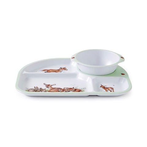 NEW - Wrendale - Little Wren Baby Collection - Melamine Divided Plate & Bowl Set