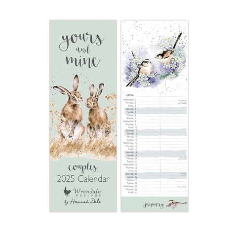 NEW - Wrendale - Yours and Mine Couples - Slim Calendar - 2025