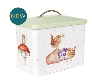 NEW - Wrendale - Bread Bin - Green Lid - Fox, Rabbit & Butterfly, Mouse & Toadstool, Wrens