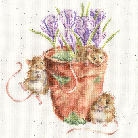 Bothy Threads - Wrendale - Cross Stitch Kit - Garden Friends - Mice in Flowerpot
