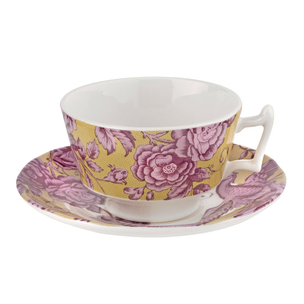 Spode Kingsley Teacup Saucer Ochre