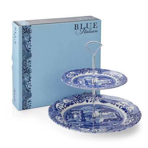 Spode - Blue Italian  - 2 Tiered Cake Stand