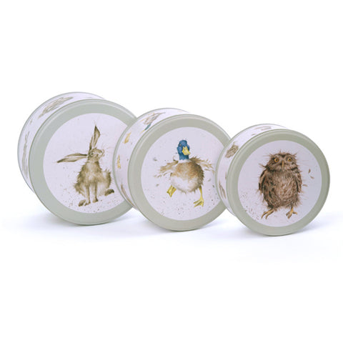 Wrendale - Nest of 3 Cake Tins - Hare + Duck + Owl