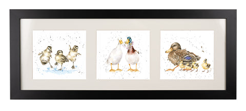 Wrendale  - A Trio of Framed Cards - Ducklings, Two Ducks & Duck with Ducklings