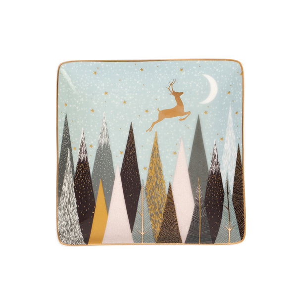 Sara Miller Frosted Pines Set of 3 Square Mini Dishes HOUSE OF