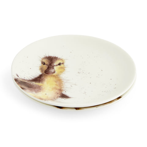 Wrendale - Coupe Plates - Set of 2 - 16.5cm / 6.5" - Bunny & Duckling