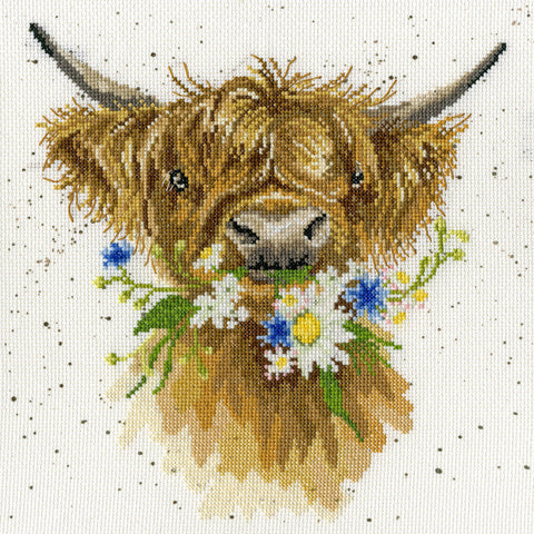 Bothy Threads - Wrendale - Cross Stitch Kit - Daisy Coo - Cow Chewing Daisies