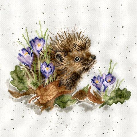 Bothy Threads - Wrendale - Cross Stitch Kit - New Beginnings - Hedgehog with Crocuses