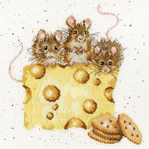 Bothy Threads - Wrendale - Cross Stitch Kit - Crackers About Cheese - Mice with Cheese