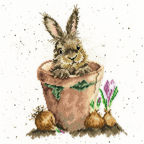 Bothy Threads - Wrendale - Cross Stitch Kit - The Flower Pot - Rabbit in Pot