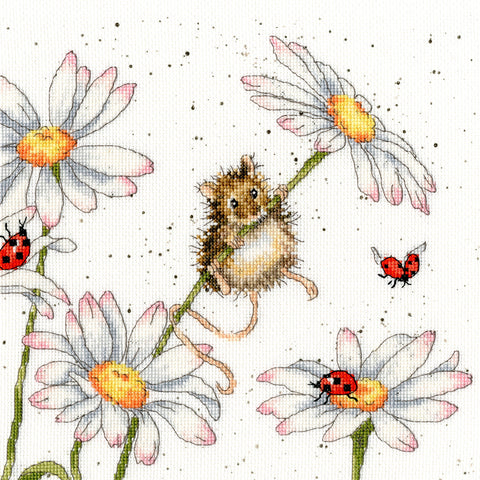 Bothy Threads - Wrendale - Cross Stitch Kit - Daisy Mouse - Mouse on a Daisy