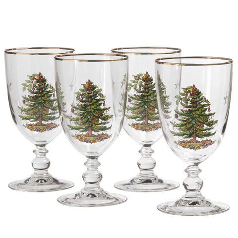 Spode Christmas Tree Goblet ( Gift Box Set of 4 )  OUT OF STOCK - ORDER NOW FOR AUGUST DELIVERY