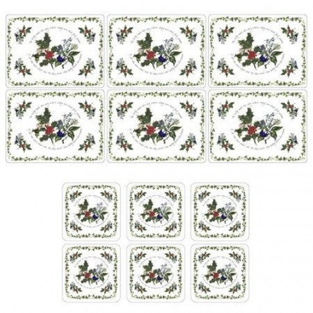 The Holly & The Ivy Placemats S/6 & 6 FREE Coasters (s)