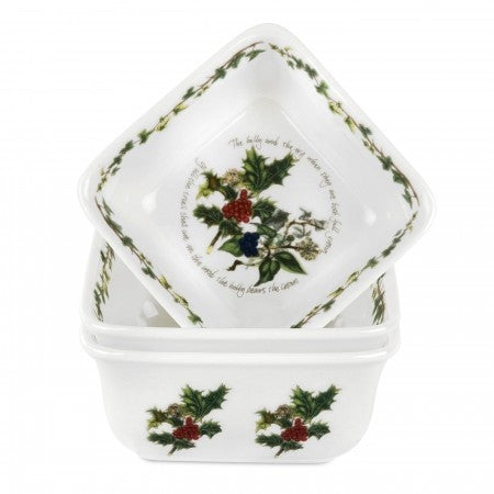 The Holly & the Ivy Mini Square Dishes  ( Gift Box Set of 3 )
