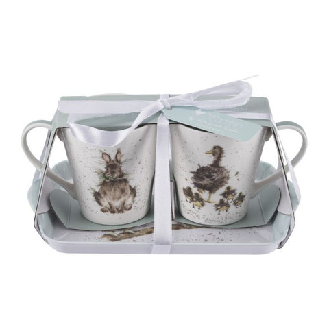 Wrendale - Mini Mugs & Tray Set - Rabbit, Ducks & Owls