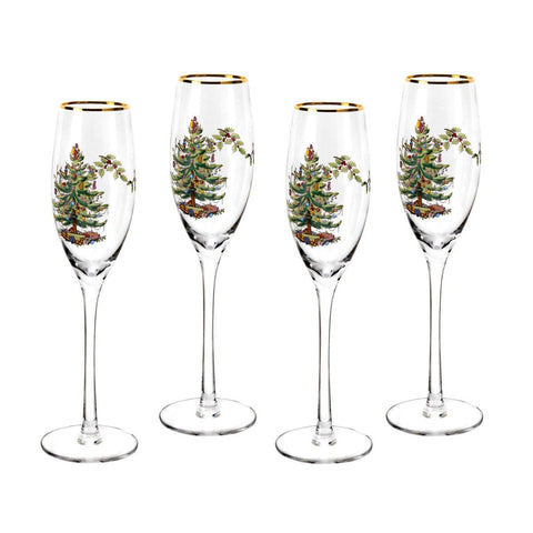 Spode Christmas Tree  - Champagne Flute ( Gift Box set of 4 )  OUT OF STOCK - ORDER NOW FOR OCTOBER / NOVEMBER DELIVERY
