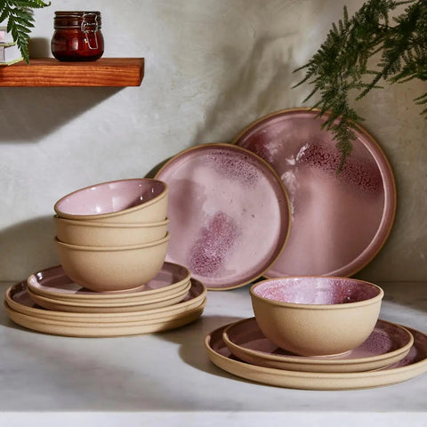 Portmeirion Minerals - 12 Piece Dinner Set - Rose Quartz