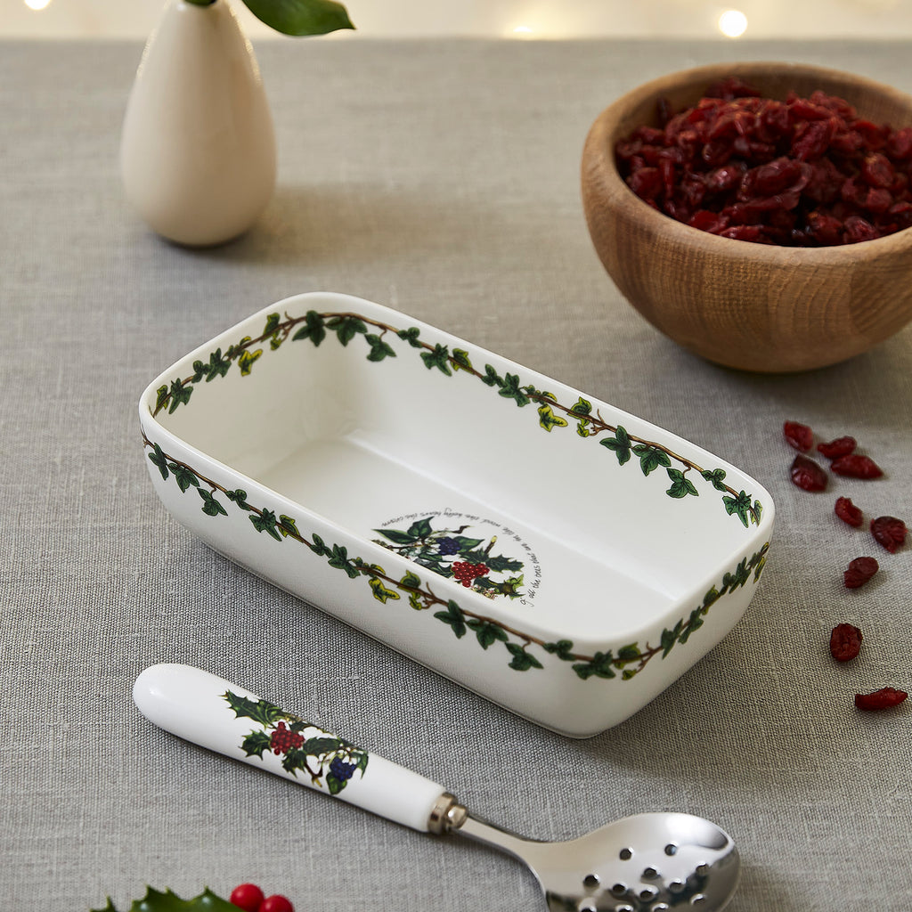 The Holly & the Ivy - Cranberry / Serving Dish with Slotted Spoon