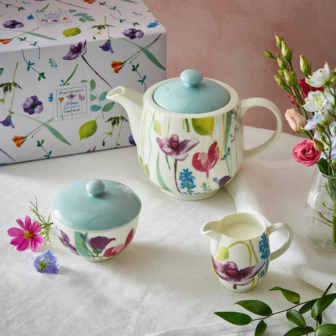 Portmeirion - Water Garden - 3 Piece Tea Service - Teapot, Cream & Sugar