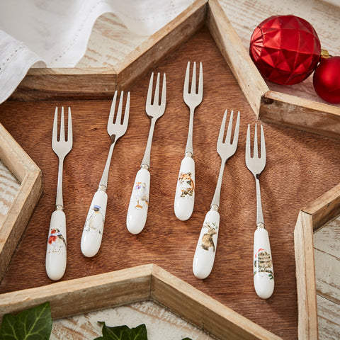 Wrendale - Pastry Forks - Gift Box Set of 6 - Christmas Collection