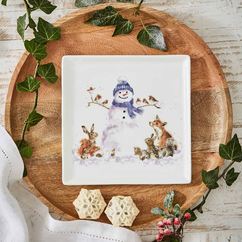 Wrendale - Square Plate - Christmas Collection - Snowman