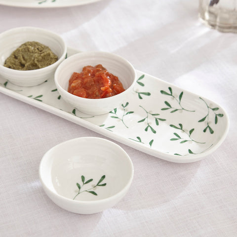 Sophie Conran Mistletoe 3 Mini Dip Bowls & Tray Set