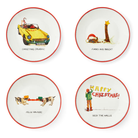 Spode - Kit Kemp - Doodles - Christmas - Tidbit Plate - Set of 4