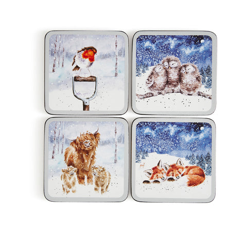 NEW - Wrendale - Winter Sky - Box Set of 4 Coasters