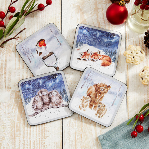 NEW - Wrendale - Winter Sky - Box Set of 4 Coasters