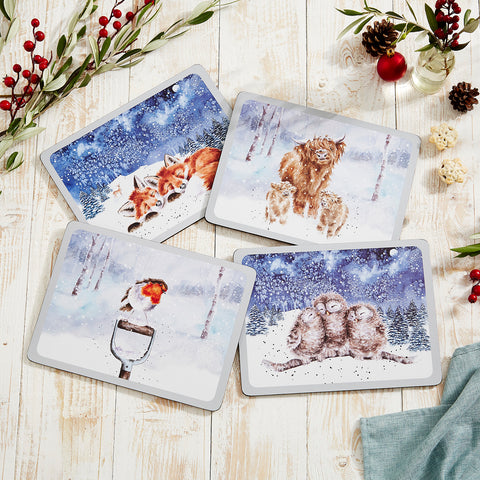 NEW - Wrendale - Winter Sky - Box Set of 4 Placemats