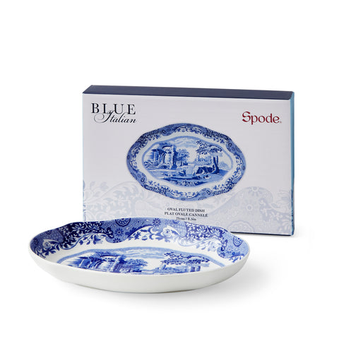 NEW - Spode - Blue Italian - Fluted Oval Dish