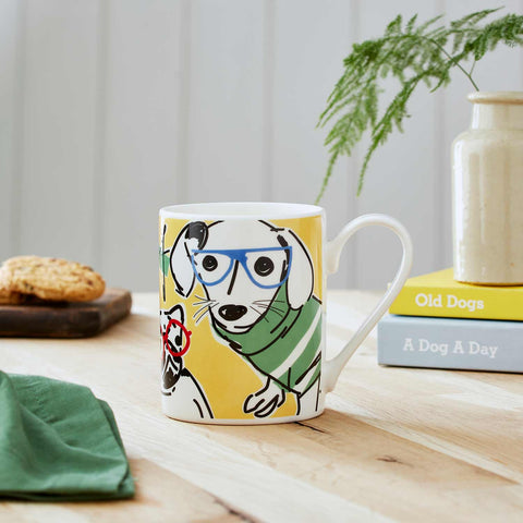 Portmeirion - Mug Meirion - Tall Mug - Bright Yellow Dogs