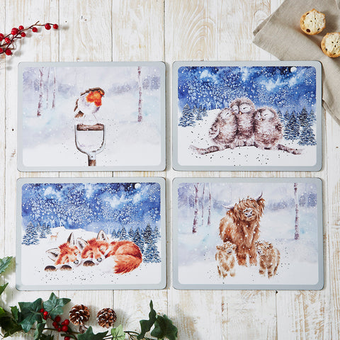 NEW - Wrendale - Winter Sky - Box Set of 4 Extra Large Placemats