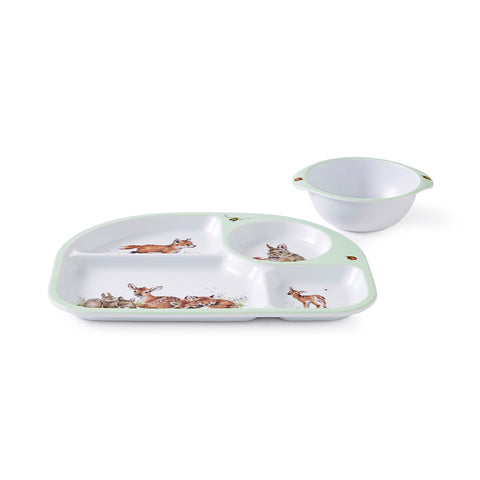 NEW - Wrendale - Little Wren Baby Collection - Melamine Divided Plate & Bowl Set