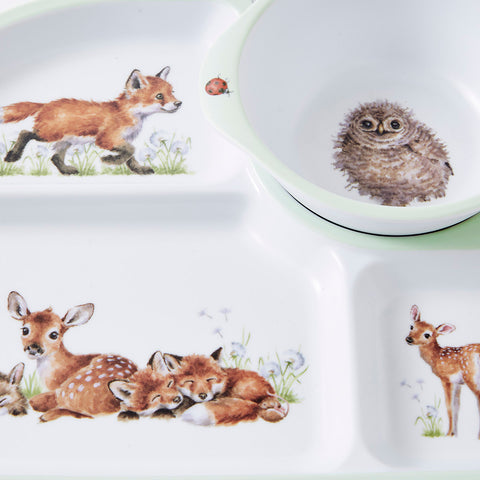 NEW - Wrendale - Little Wren Baby Collection - Melamine Divided Plate & Bowl Set