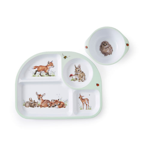 Wrendale - Little Wren Baby Collection - Melamine Divided Plate & Bowl Set