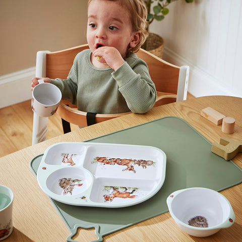 Wrendale - Little Wren Baby Collection - Melamine Divided Plate & Bowl Set