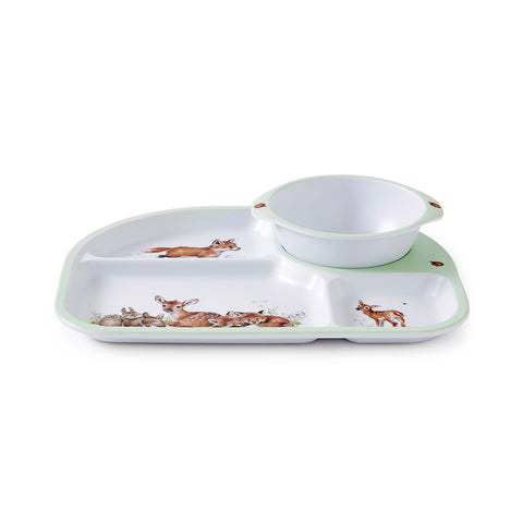 Wrendale - Little Wren Baby Collection - Melamine Divided Plate & Bowl Set