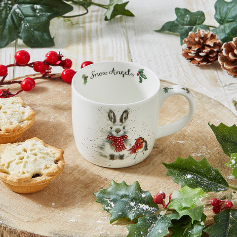 NEW - Wrendale - Christmas - Fine Bone China Mug - Snow Angel Rabbit & Robin