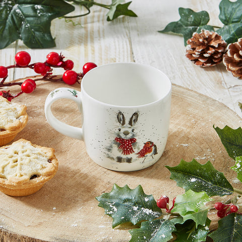 NEW - Wrendale - Christmas - Fine Bone China Mug - Snow Angel Rabbit & Robin