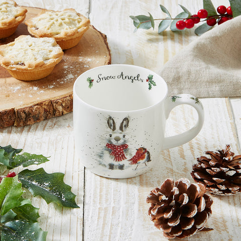 NEW - Wrendale - Christmas - Fine Bone China Mug - Snow Angel Rabbit & Robin