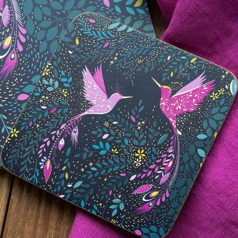 Sara Miller - India Collection - Box Set of 4 Coasters - Hummingbird Paradise