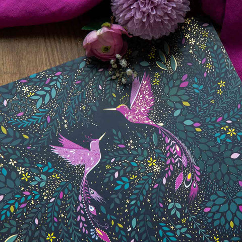 Sara Miller - India Collection - Set of 4 Extra Large Placemats - Hummingbird Paradise