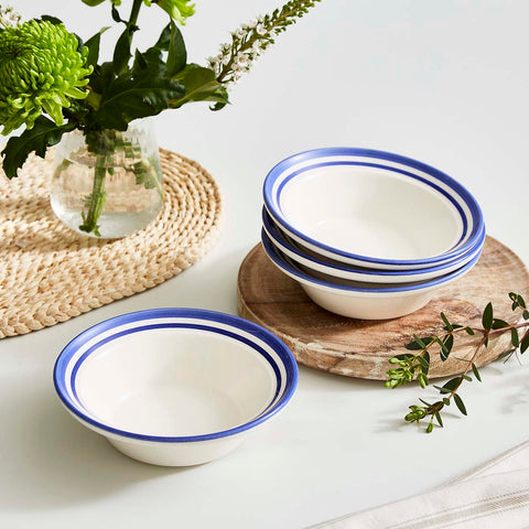 Portmeirion Home - Potter's Stripe Blue - Oatmeal / Cereal Bowl