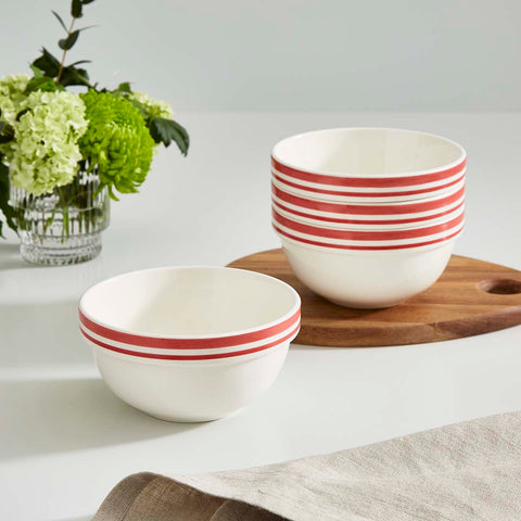 Portmeirion Home - Potter's Stripe Red - Stacking Bowl 14cm / 5.5"